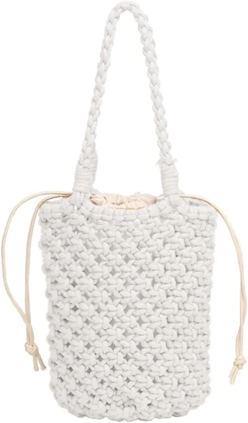 Handmade Fishnet Handbags for Women Beach-Bag Hollow Shoulder Bag Ladies Bucket Bag Female Vacation Bag