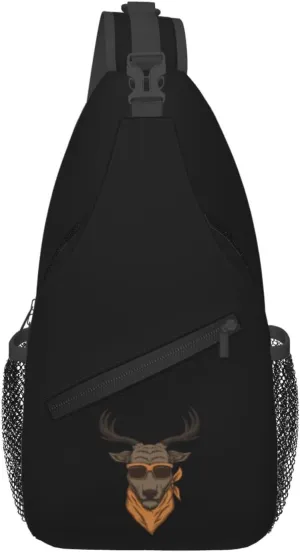Handsome Deer Head Crossbody Bags For Women Men Chest Backpack Gym Shoulder Bag Travel Outdoor Sports Casual Crossbody Bags