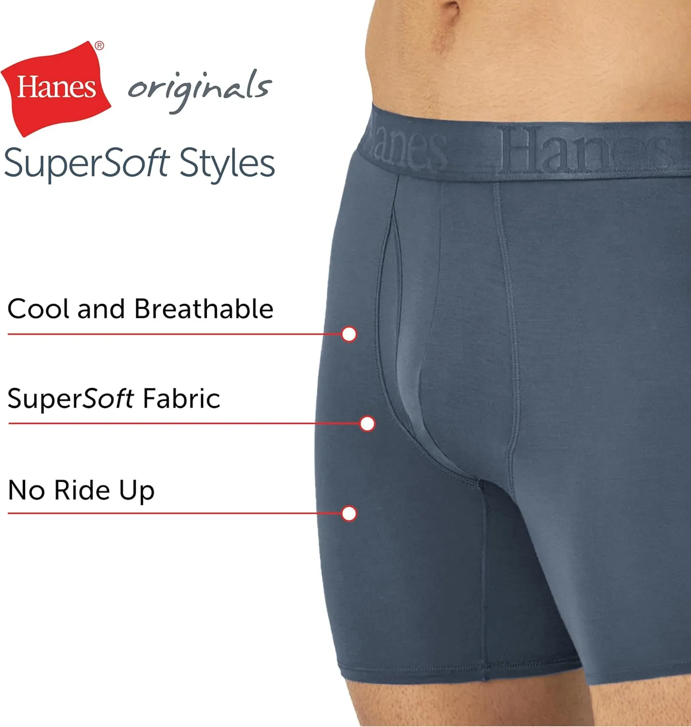 Hanes Men's Originals Supersoft Boxer Briefs & Trunks Underwear (3 Pack)