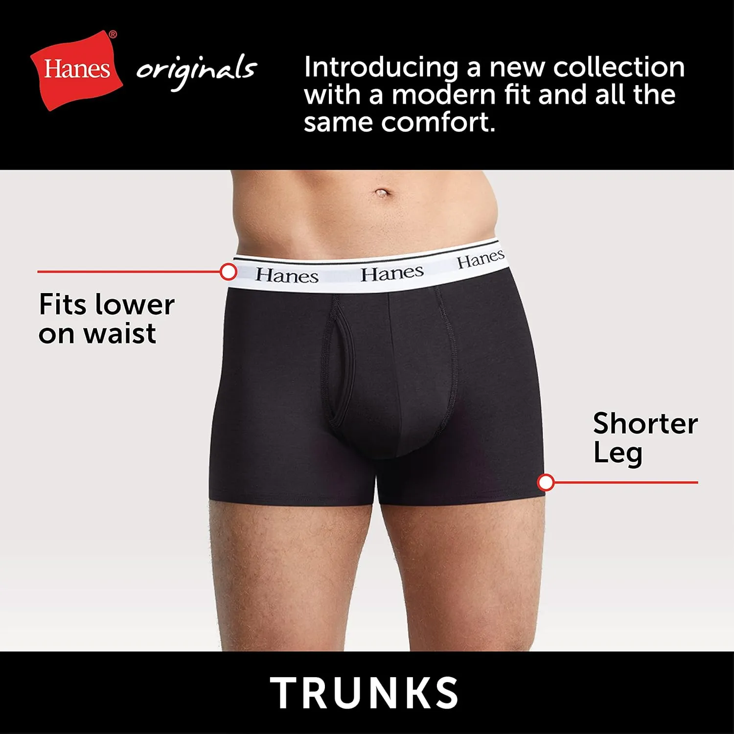 Hanes Originals Men’s Boxer Briefs & Trunks, Stretch Cotton Moisture-Wicking Underwear, Modern Fit Low Rise, Multipacks