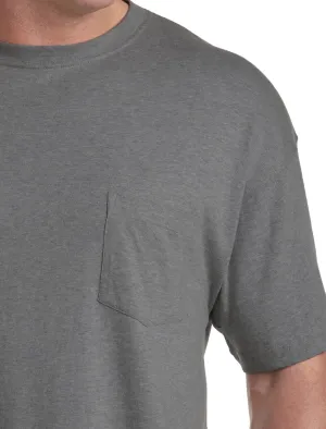 Harbor Bay by DXL Men's Big and Tall Moisture-Wicking Pocket T-Shirt Med Grey Heather 3XL