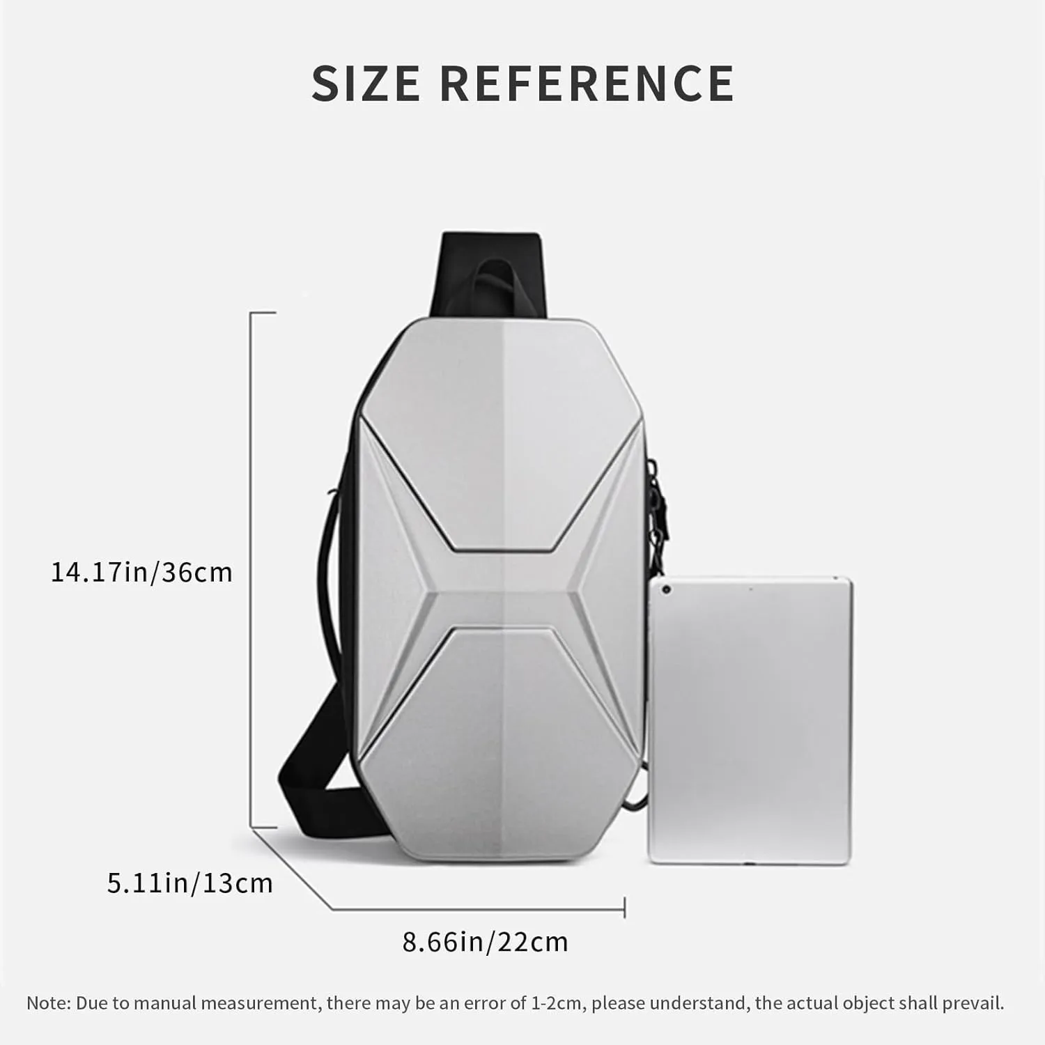 Hard Shell Sling Shoulder Bags Men Chest Bags Teenage Male Short Trip Messenger Crossbody Bag (Color : Silver)