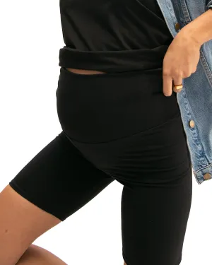 HATCH Over The Belly Maternity Bike Short, Supportive & Sculpting | Premium Moisture-Wicking Fabric | Ultra High Waist Black