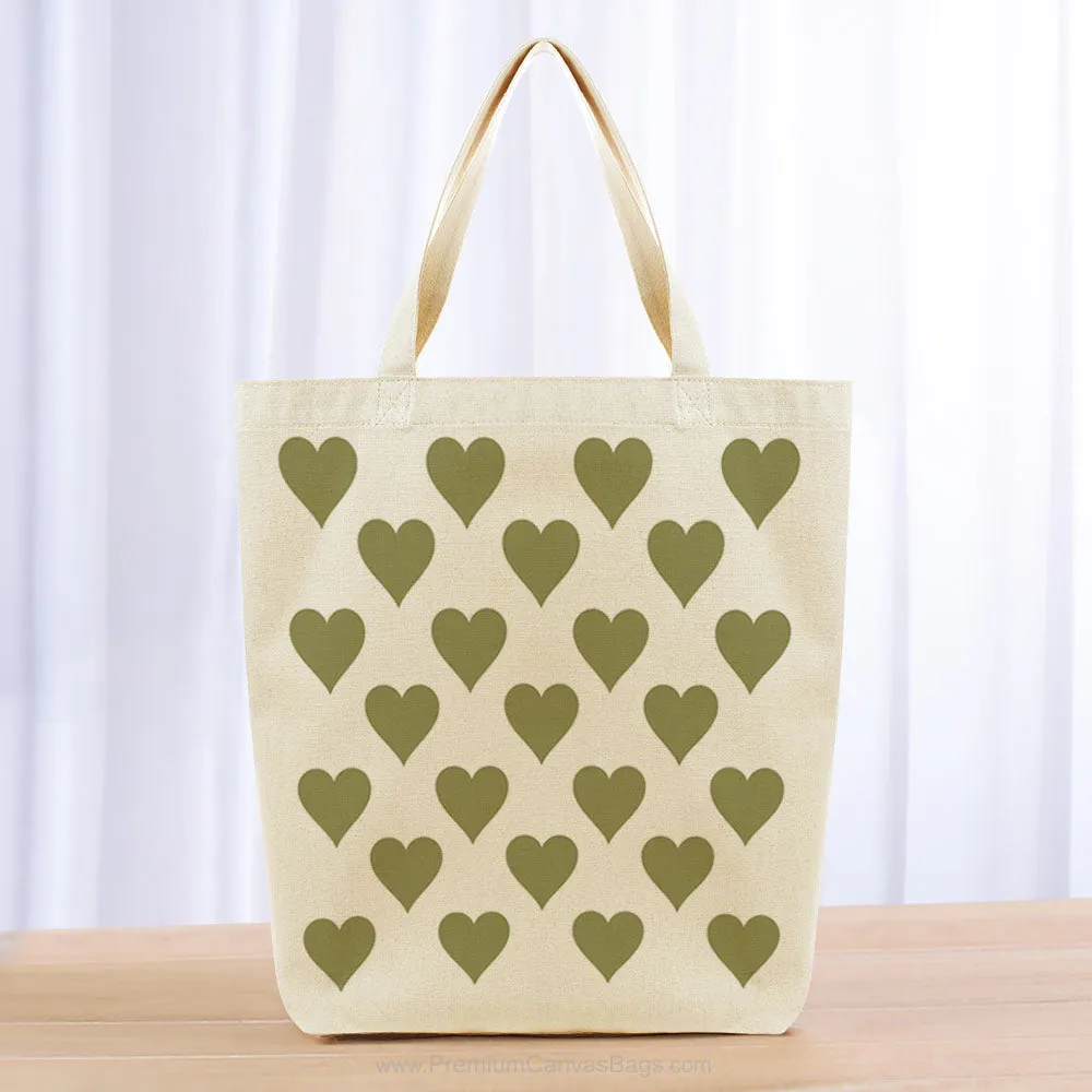 Hearts Tote Bag - khaki