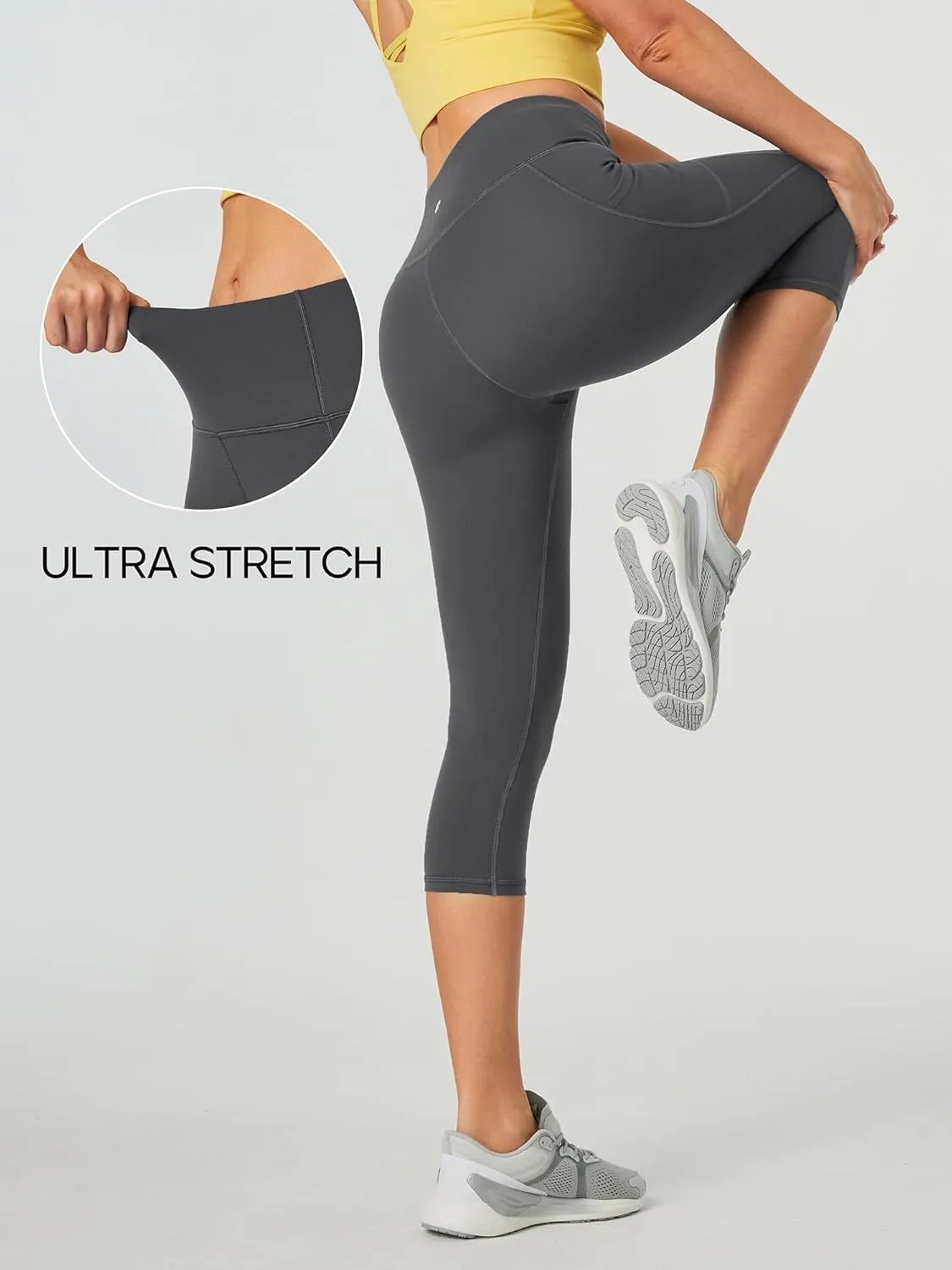 Heathyoga Capri Leggings for Women High Waisted Capri Leggings with Pockets for Women Tummy Control Yoga Pants Women