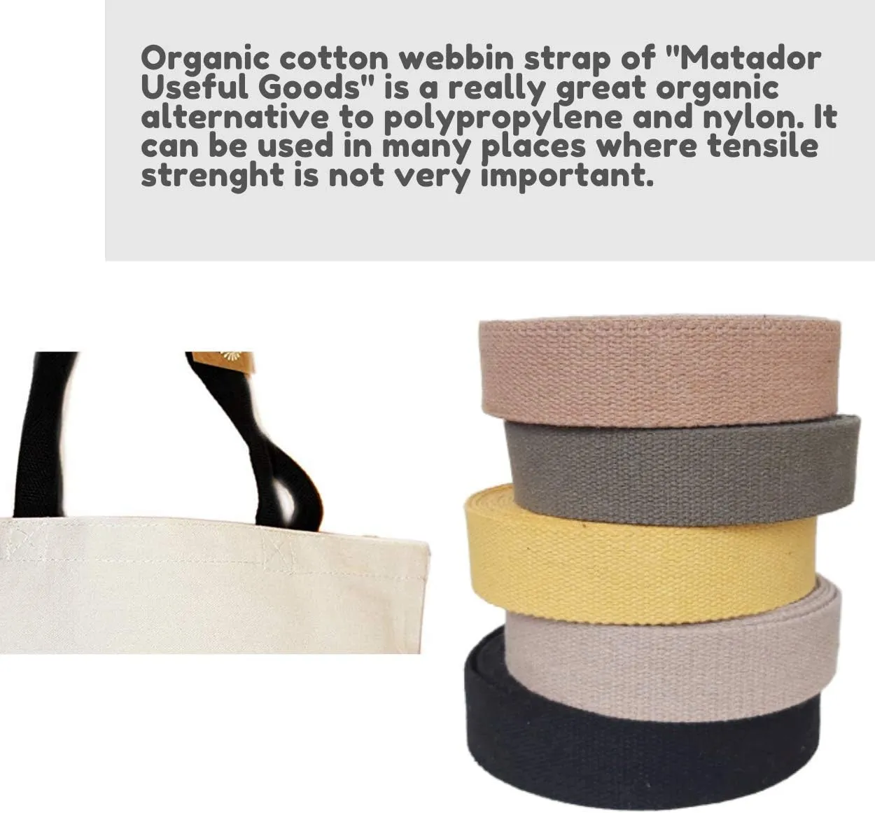 Heavy Cotton Webbing 1 1/2 Inch - Straps for Arts and Crafts - (Natural, 10 Yards) - MATADOR USEFUL GOODS