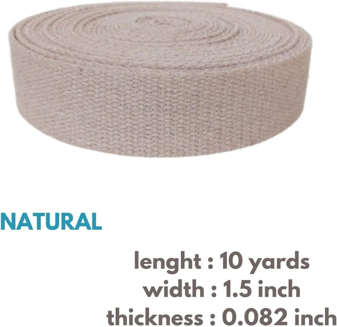 Heavy Cotton Webbing 1 1/2 Inch - Straps for Arts and Crafts - (Natural, 10 Yards) - MATADOR USEFUL GOODS