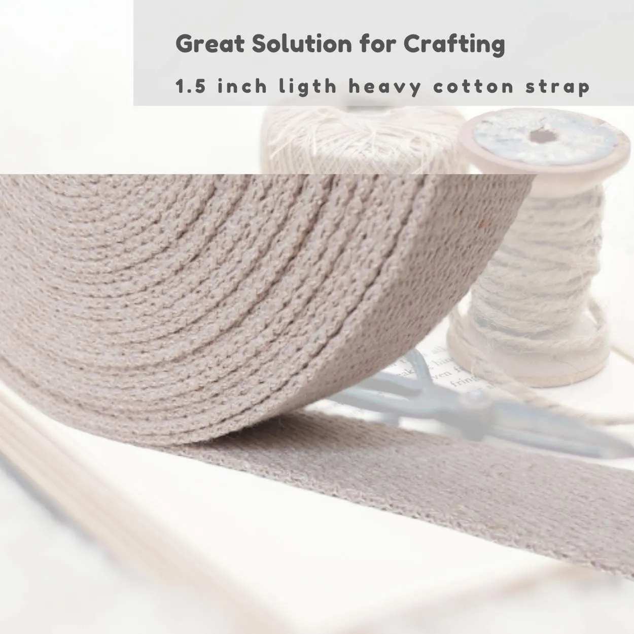 Heavy Cotton Webbing 1 1/2 Inch - Straps for Arts and Crafts - (Natural, 10 Yards) - MATADOR USEFUL GOODS