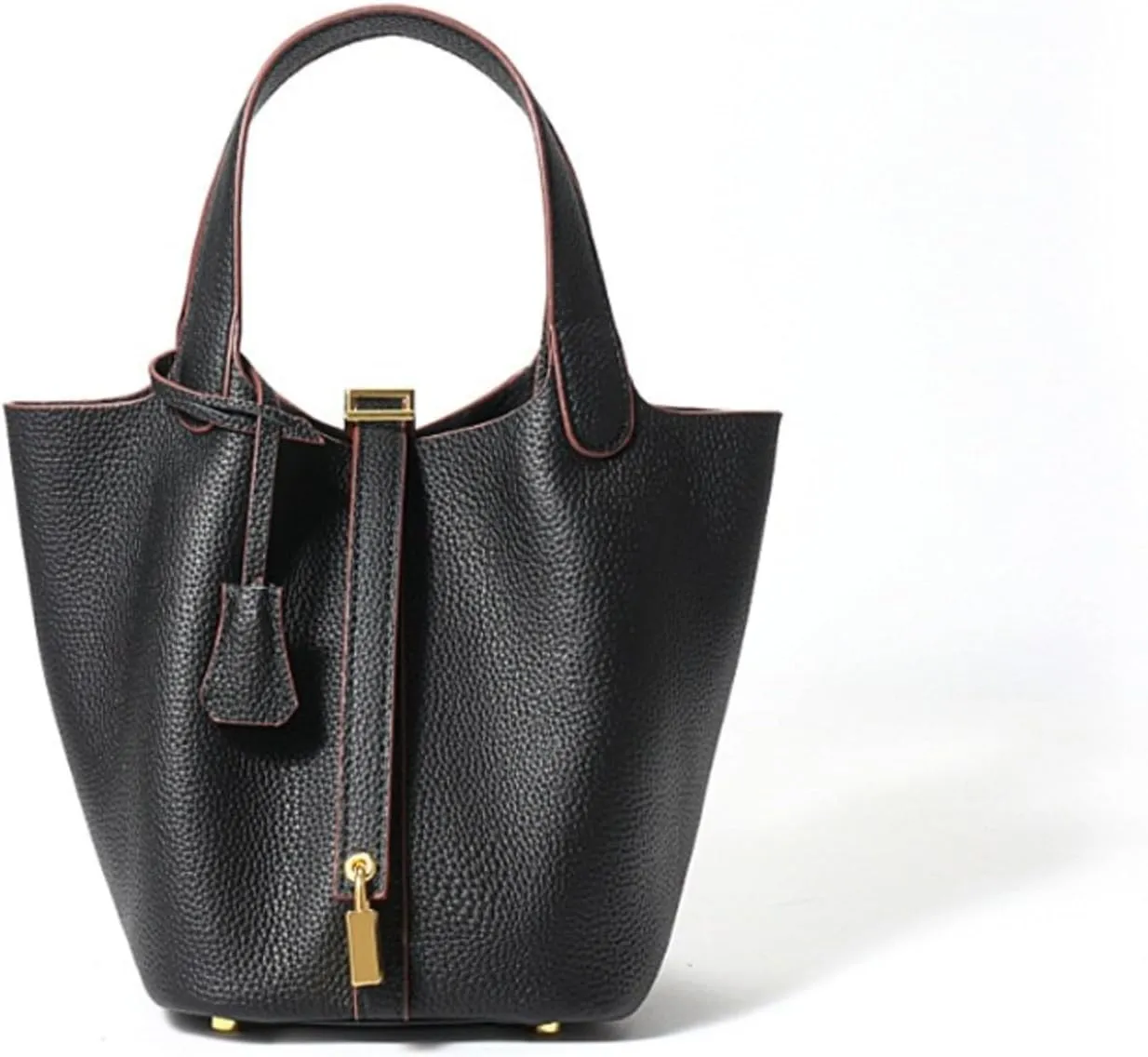 High version leather women's bag, bucket bag, exquisite and high -level head -up cowhide handbag