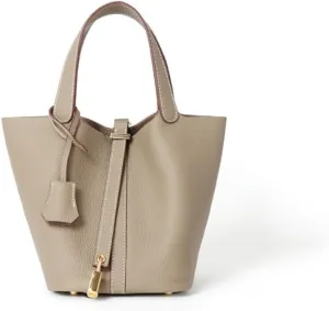 High version leather women's bag, bucket bag, exquisite and high -level head -up cowhide handbag