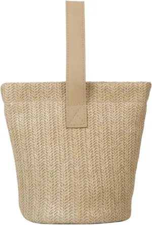 HJMND Straw Purses For Women 2025 Straw Bag Beach Tote Beach Bag Bucket Purse Tote Bag(Khaki)