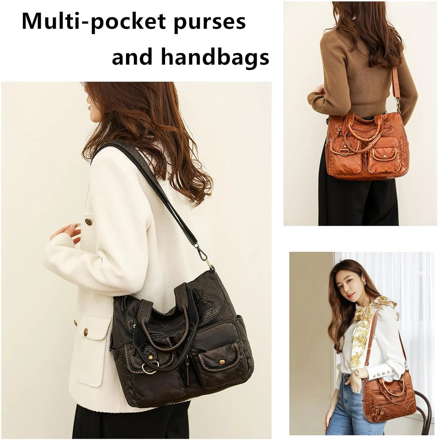 Hobo Handbag and Purses for Women,Top Handle Satchel Purse Tote Shoulder Bags Faux Leather for Ladies