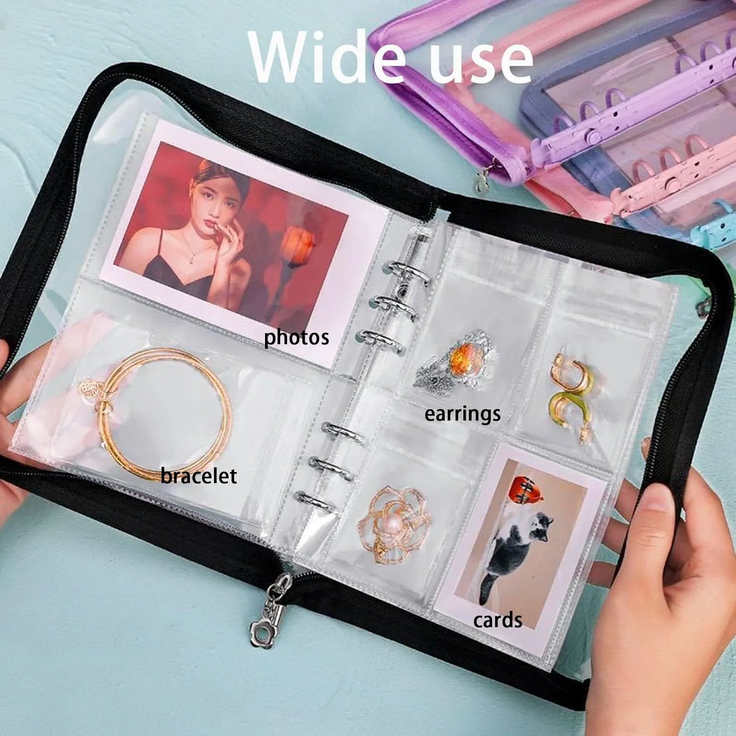 HSLFUAI Transparent Jewelry Storage Book Travel Jewelry Organizer Transparent Jewelry Book Organizer for Necklace Bracelet Ring Holder Jewelry Organizer Book with Small Clear Pouch - Yellow