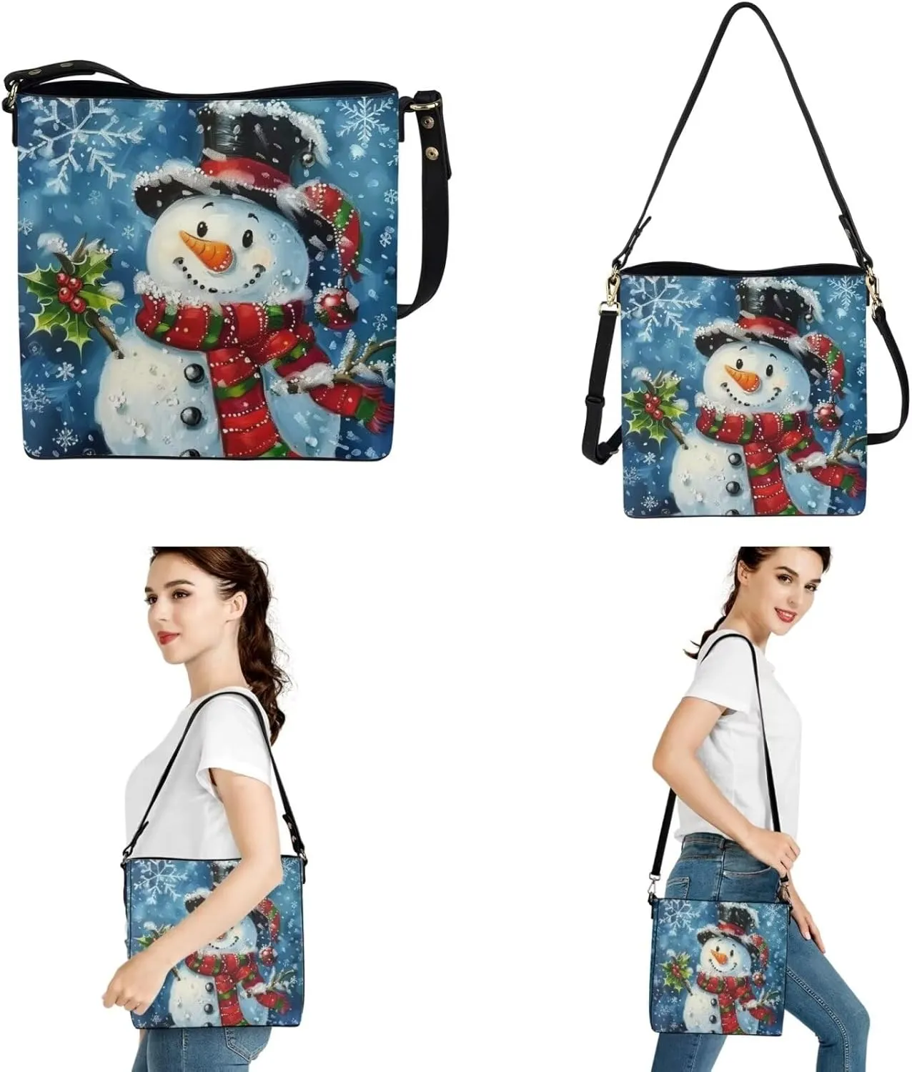 HUGS IDEA Leather Purses and Handbag for Women Bucket Bag with Wrist Wallet 2 Packs