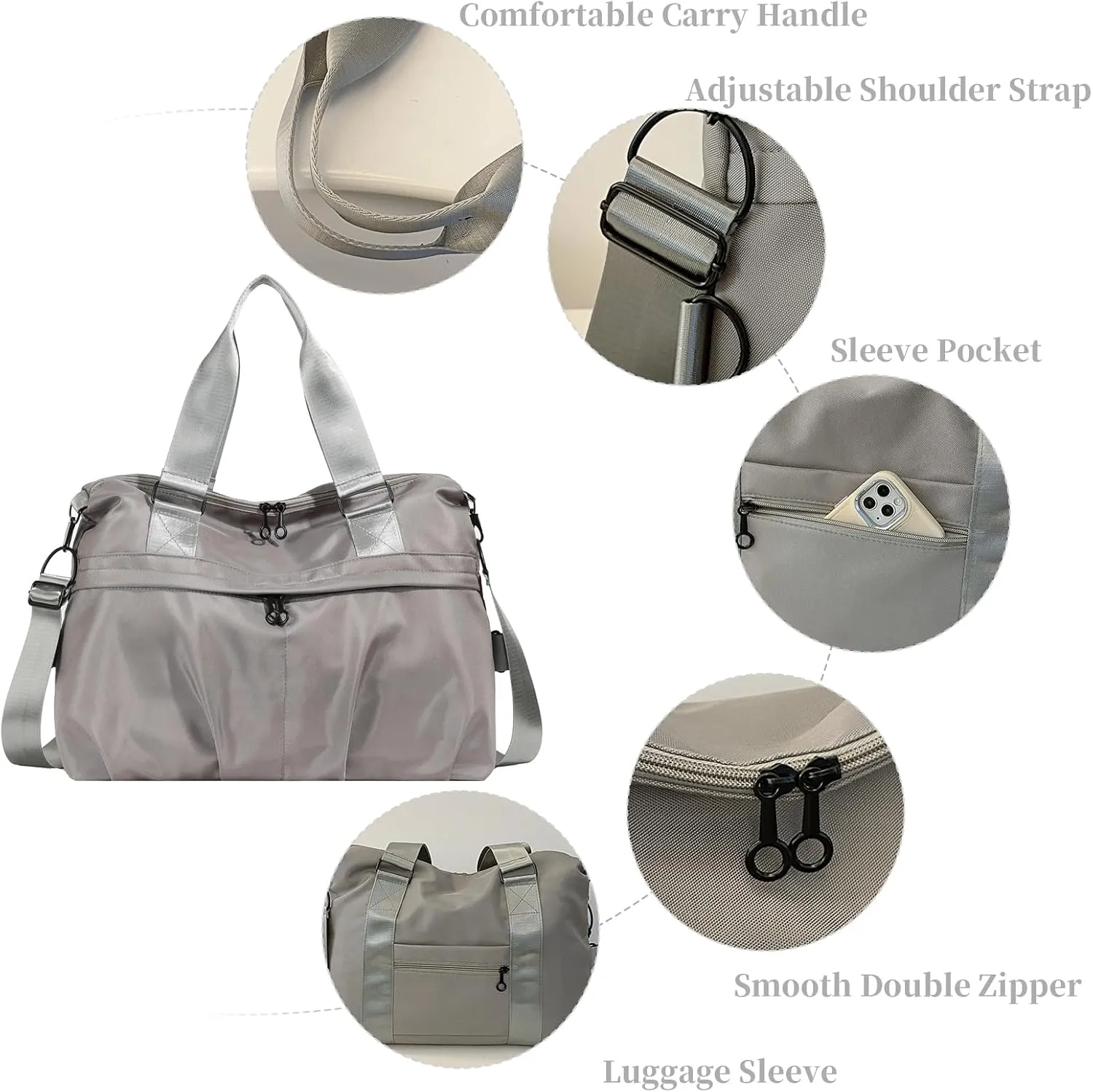 I IHAYNER Travel Weekender Bags for Women, Travel Duffle Bag with Laptop Compartment, Carry on Overnight Bag with Luggage Sleeve for Travel Gym, Khaki