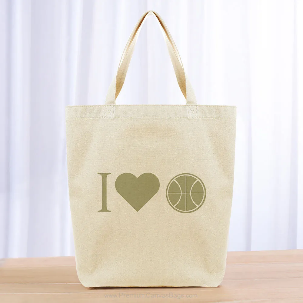 I Love Basketball Tote Bag - khaki