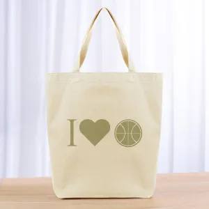 I Love Basketball Tote Bag - khaki