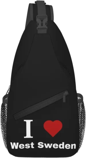 I Love West Sweden Crossbody Bags For Women Men Chest Backpack Gym Shoulder Bag Travel Outdoor Sports Casual Crossbody Bags