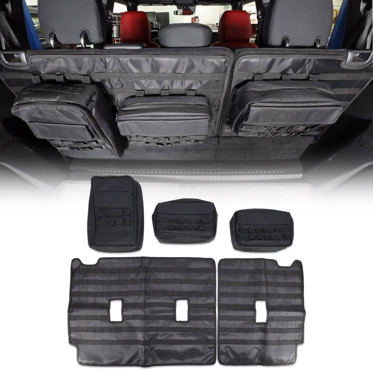 IAG I-Line Rear Seat Back Organizer (includes 3 Bags) for Ford Bronco 2021  4 Door (Not Sport)