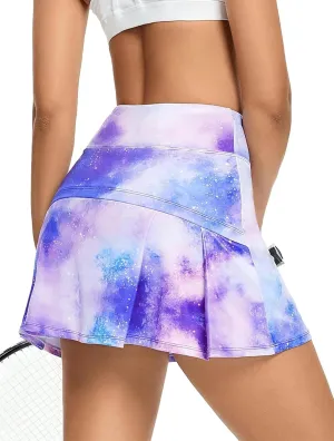 Ibeauti Womens Back Pleated Athletic Tennis Skorts Golf Skirts with 3 Pockets Mesh Shorts for Running Active Workout