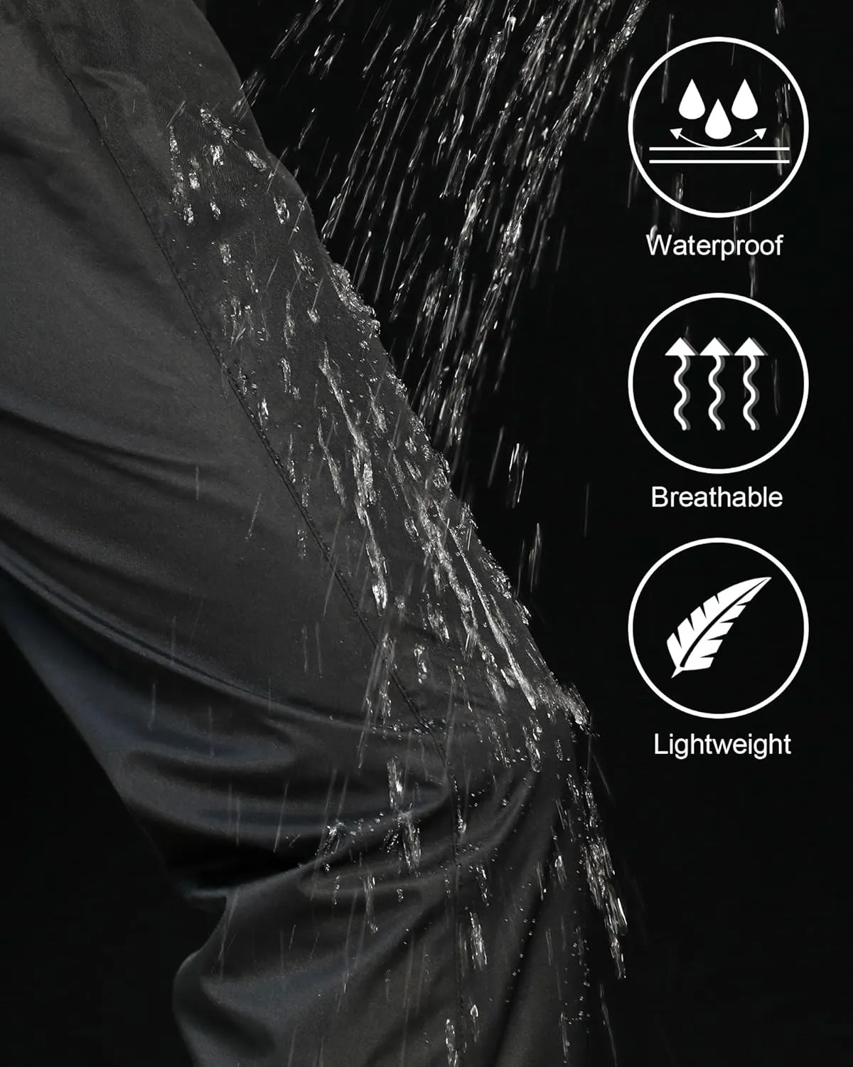 iCreek Men's Rain Pants Waterproof Over Pants Windproof Lightweight Hiking Pants Work Rain Outdoor for Golf, Fishing