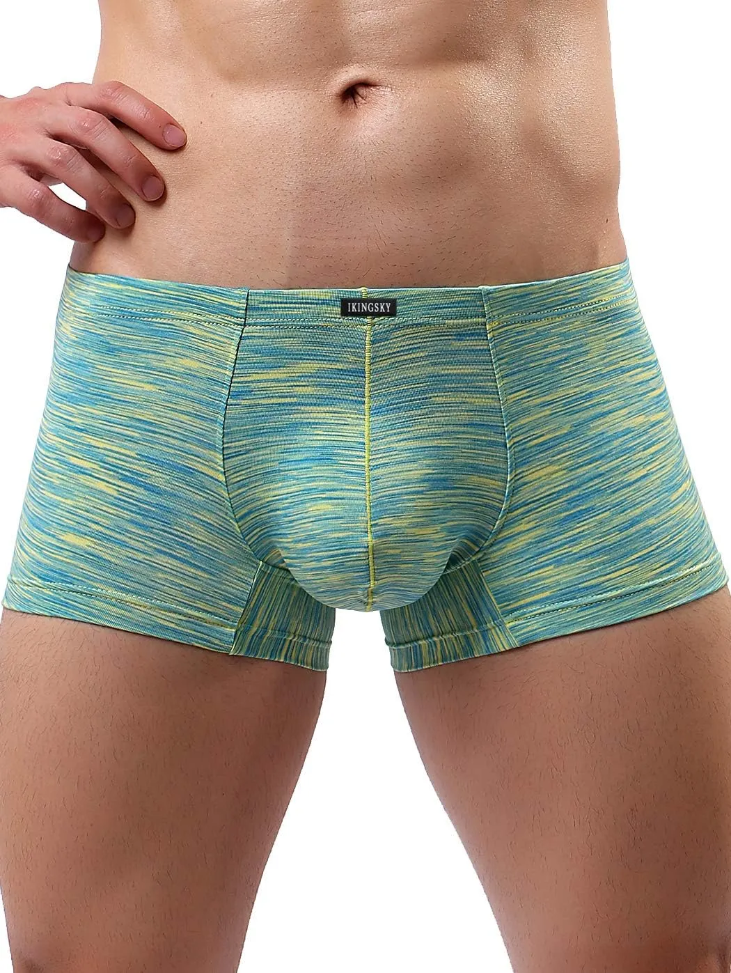 IKINGSKY Men's Stretch Boxer Briefs Underwear Sexy Low Rise Men Pouch Boxer Shorts