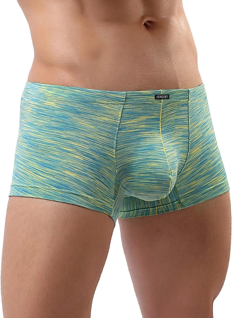 IKINGSKY Men's Stretch Boxer Briefs Underwear Sexy Low Rise Men Pouch Boxer Shorts