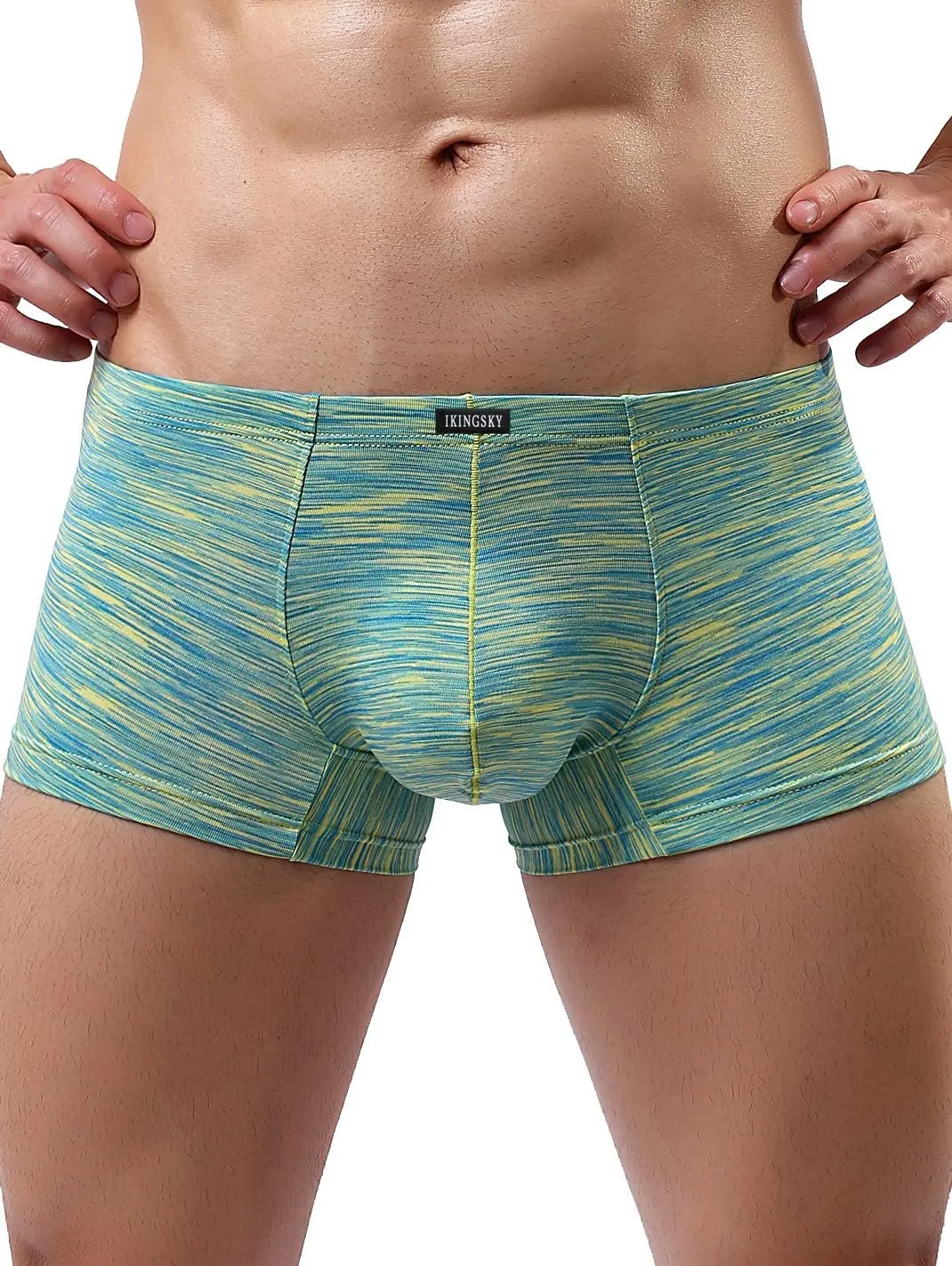 IKINGSKY Men's Stretch Boxer Briefs Underwear Sexy Low Rise Men Pouch Boxer Shorts