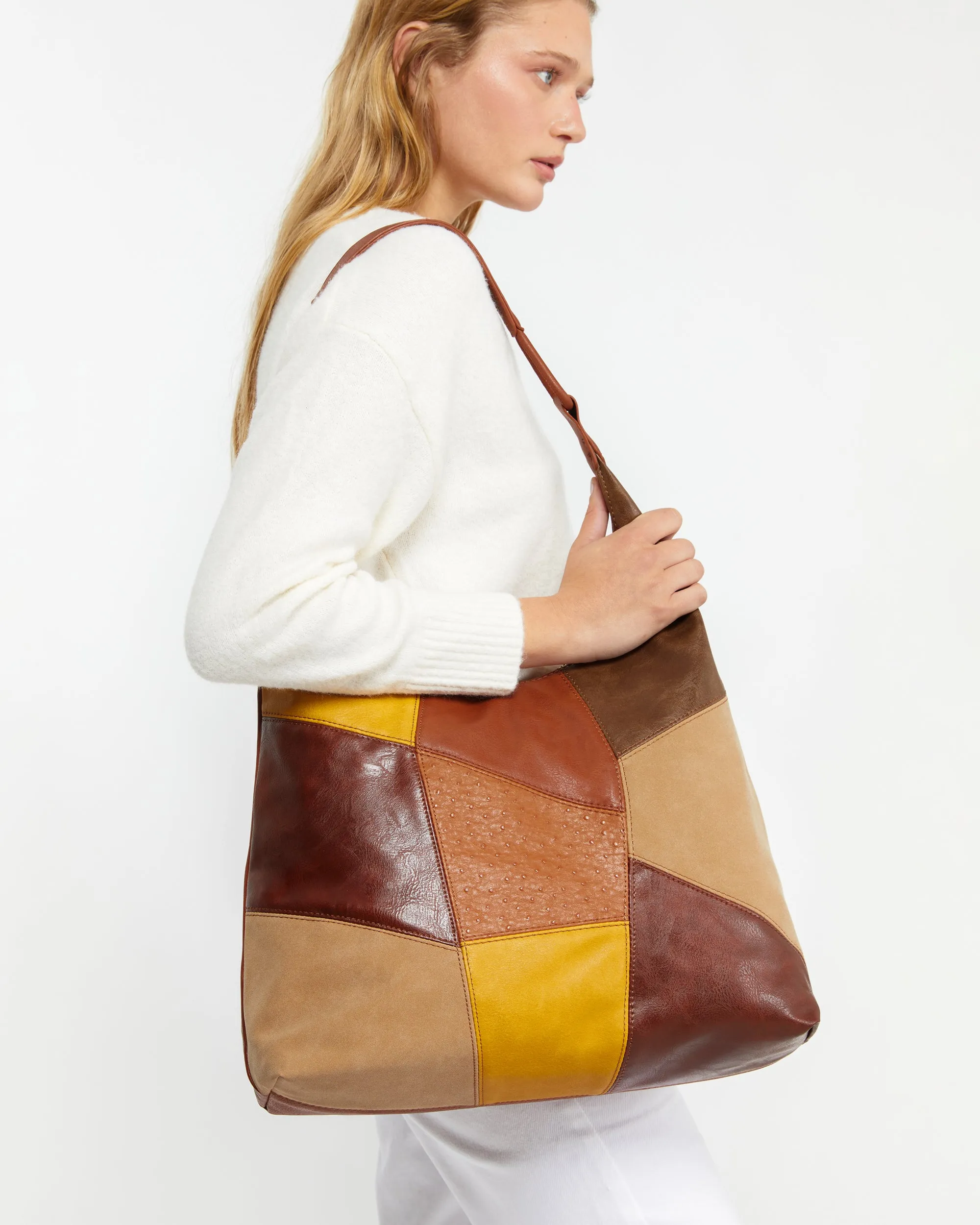Inepal bolso hobo grande con estampado de patchwork