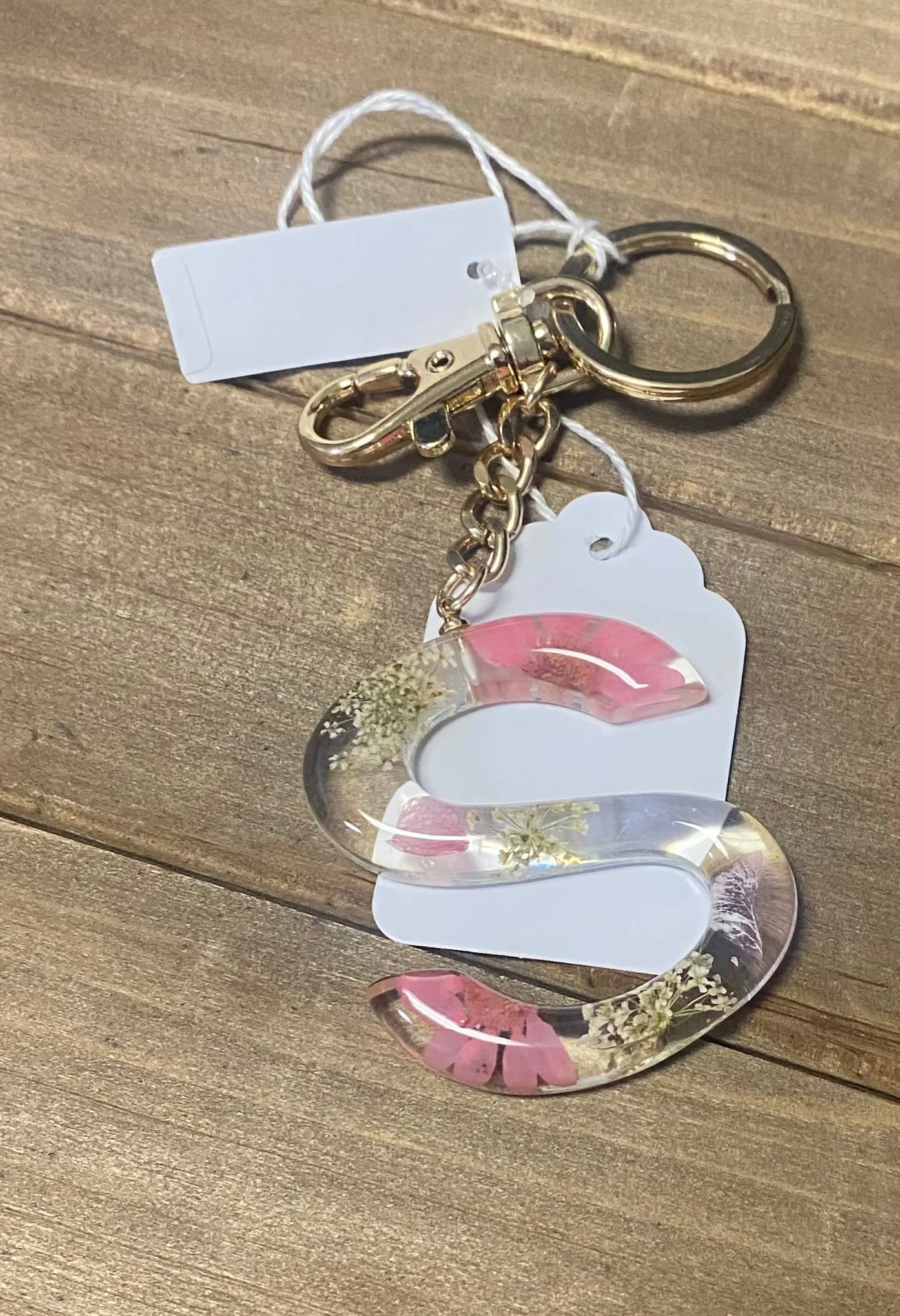 Initial Floral Pressed Keychain