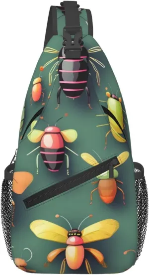 Insect Atlas Patterned multifunctional crossbody chest bag, suitable for casual hiking, unisex, convenient travel backpack
