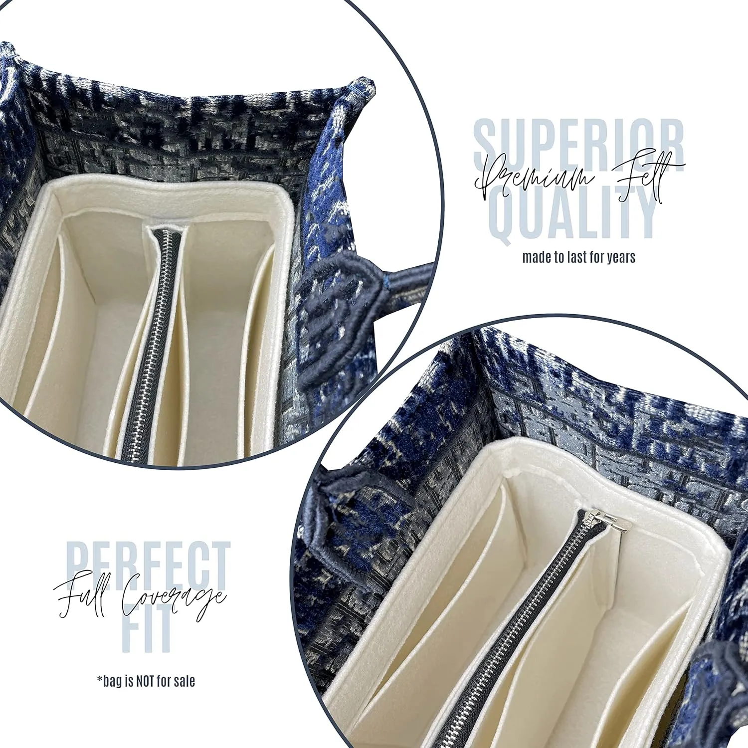 Insert for Book Tote Organizer Medium, Small Book Tote Organizer Insert Best Fit Detailed Size, Large Book Tote Bag Organizer (For Medium Book Tote, Geyser Blue)