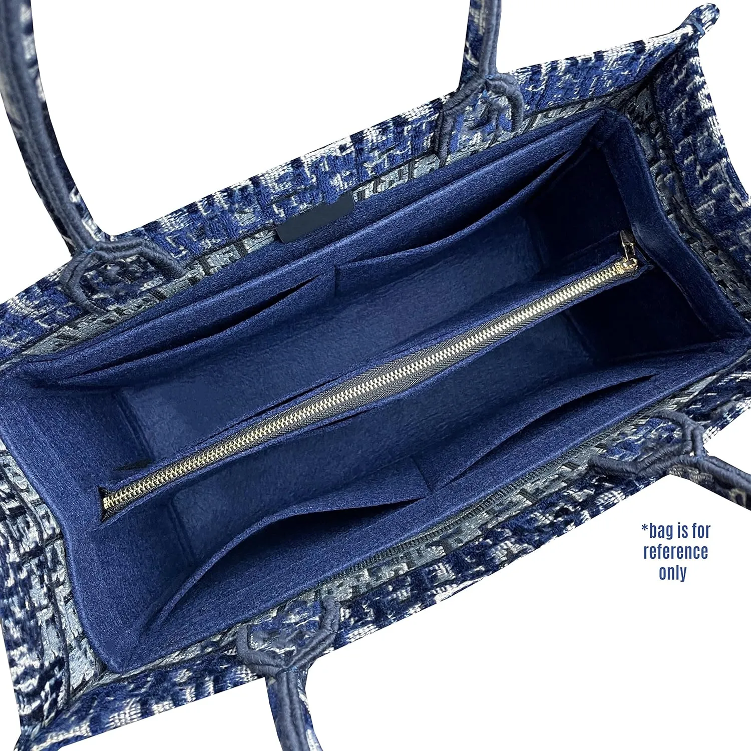 Insert for Book Tote Organizer Medium, Small Book Tote Organizer Insert Best Fit Detailed Size, Large Book Tote Bag Organizer (For Medium Book Tote, Geyser Blue)
