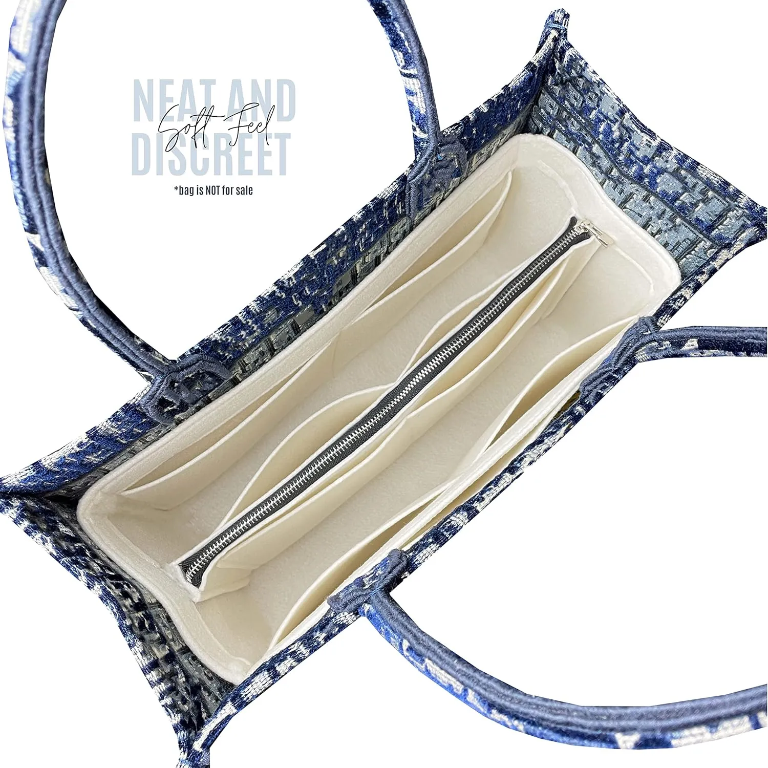 Insert for Book Tote Organizer Medium, Small Book Tote Organizer Insert Best Fit Detailed Size, Large Book Tote Bag Organizer (For Medium Book Tote, Geyser Blue)
