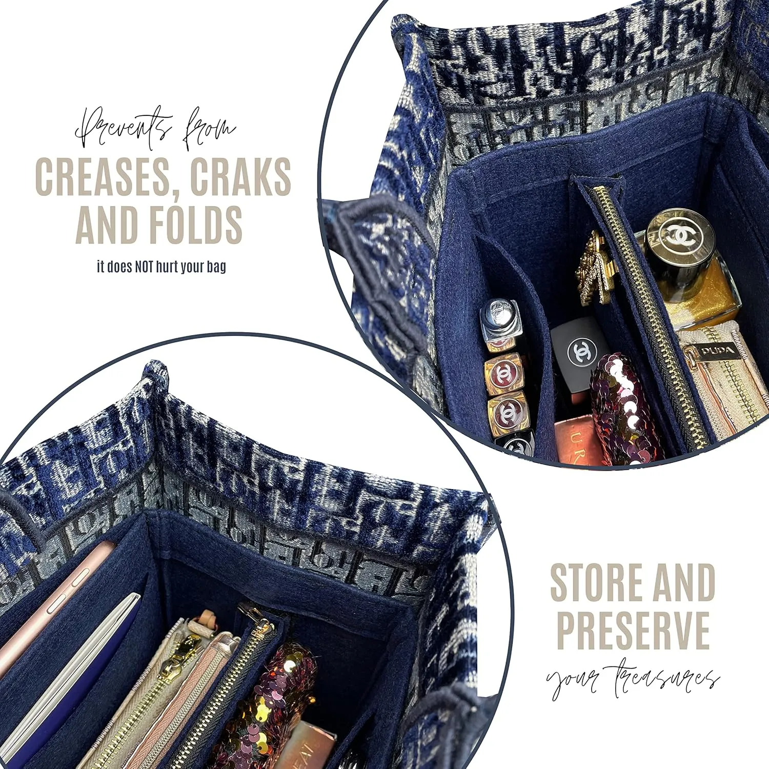 Insert for Book Tote Organizer Medium, Small Book Tote Organizer Insert Best Fit Detailed Size, Large Book Tote Bag Organizer (For Medium Book Tote, Geyser Blue)