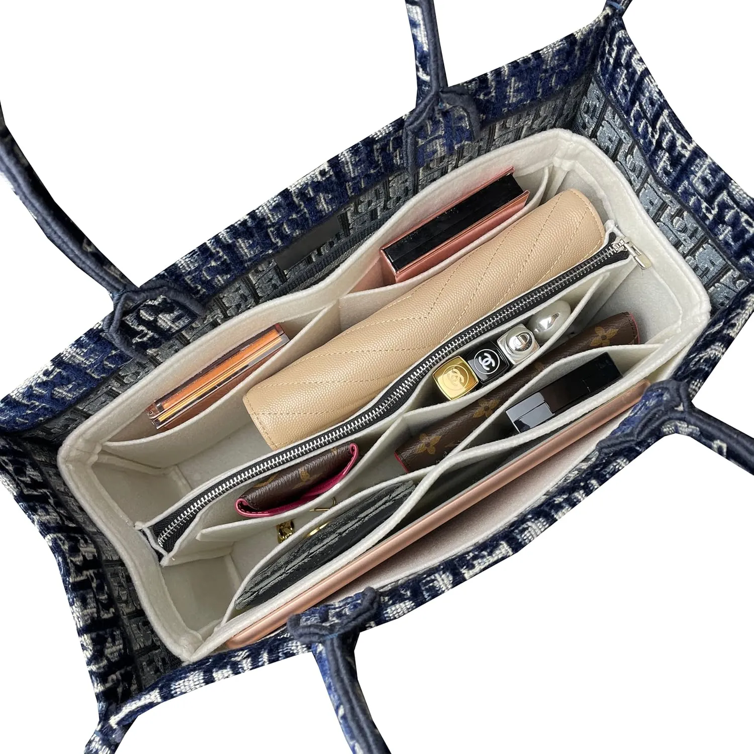 Insert for Book Tote Organizer Medium, Small Book Tote Organizer Insert Best Fit Detailed Size, Large Book Tote Bag Organizer (For Medium Book Tote, Geyser Blue)