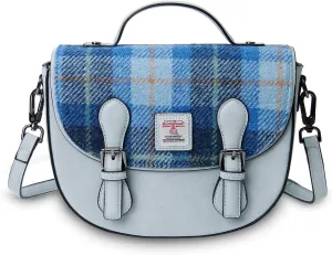 Islander® The Medium Cobble Satchel - Medium Ladies Satchel With HARRIS TWEED - Blue Tartan, Blue Tartan, M
