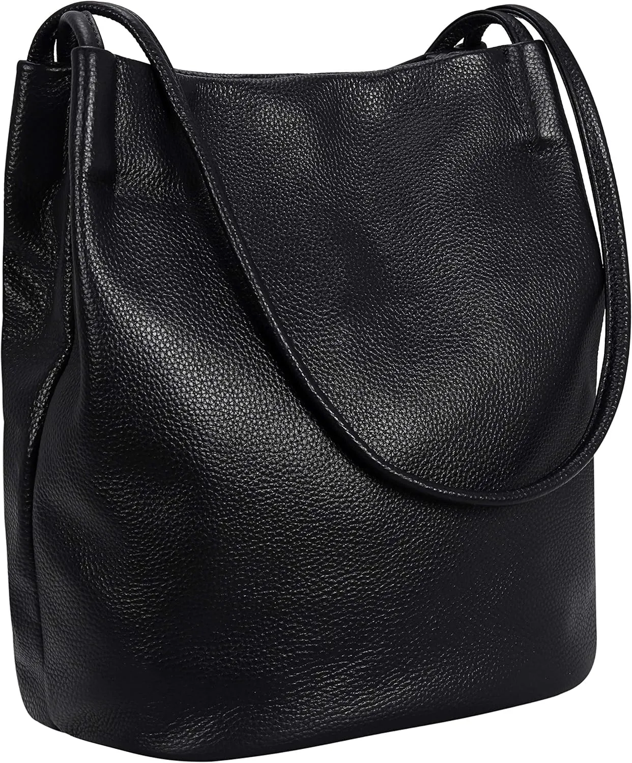 Iswee Genuine Leather Tote Bucket Bags Hobo Shoulder Bags Purse and Handbags for Women Trendy