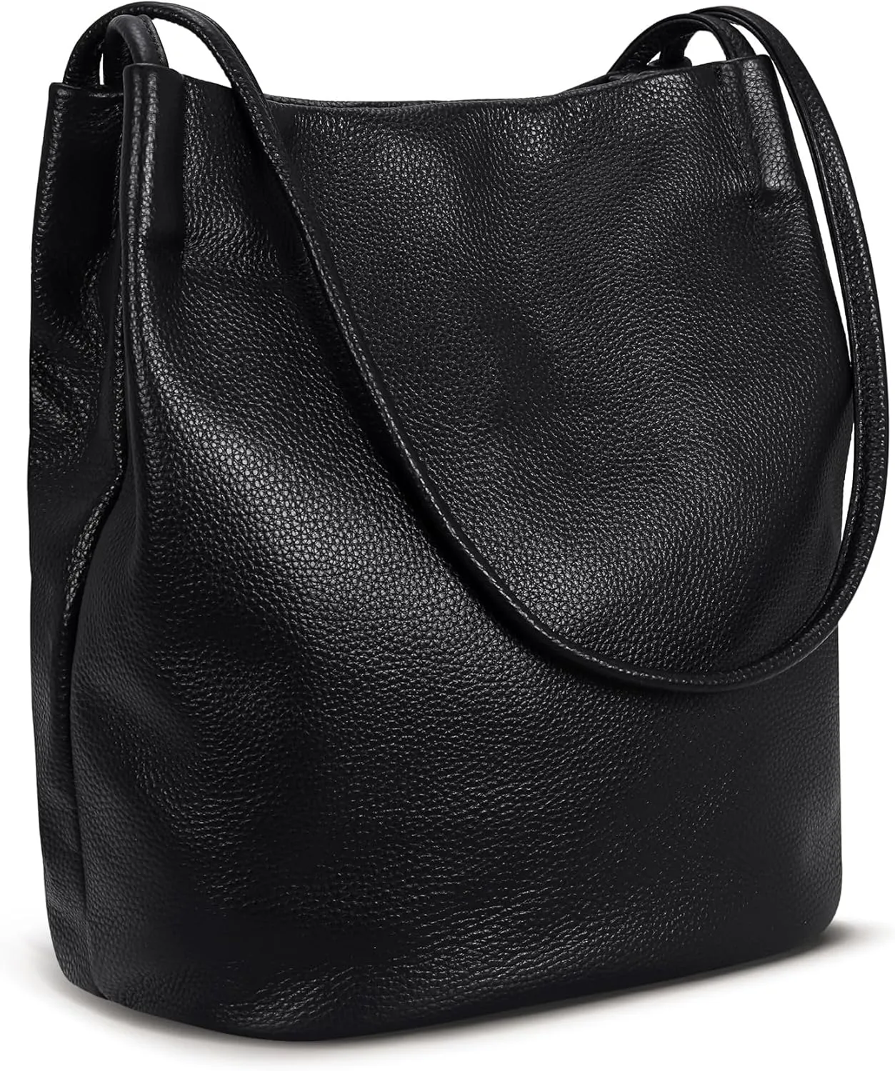 Iswee Genuine Leather Tote Bucket Bags Hobo Shoulder Bags Purse and Handbags for Women Trendy