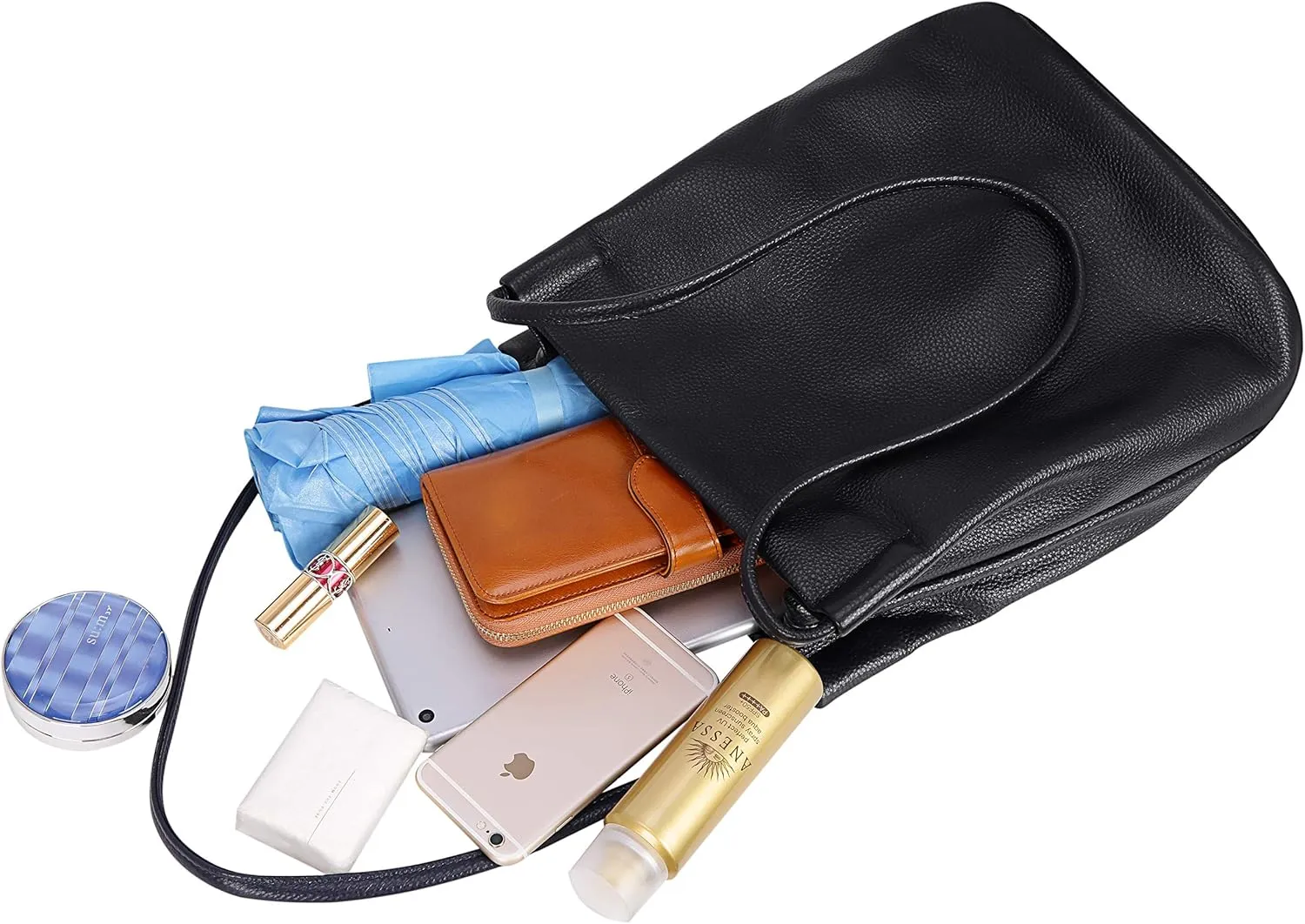 Iswee Genuine Leather Tote Bucket Bags Hobo Shoulder Bags Purse and Handbags for Women Trendy