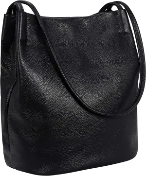 Iswee Genuine Leather Tote Bucket Bags Hobo Shoulder Bags Purse and Handbags for Women Trendy
