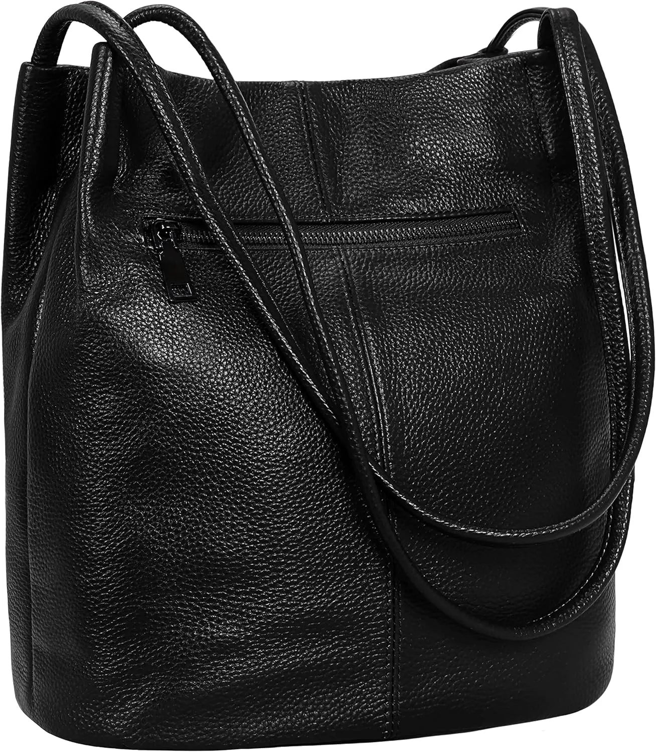 Iswee Genuine Leather Tote Bucket Bags Hobo Shoulder Bags Purse and Handbags for Women Trendy