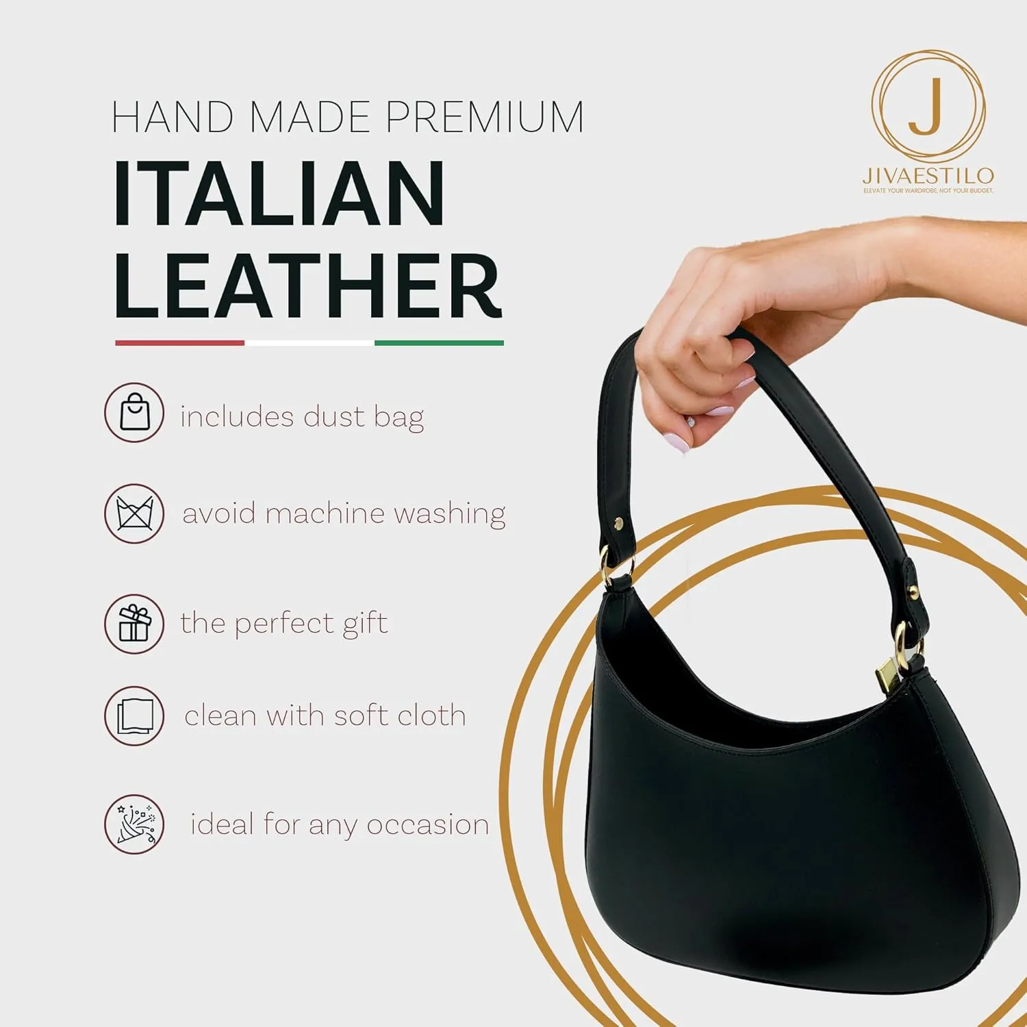 Italian Leather Handbags for Women, Women’s Shoulder Bag Tote Purse with Crossbody Strap,Handmade Genuine Leather
