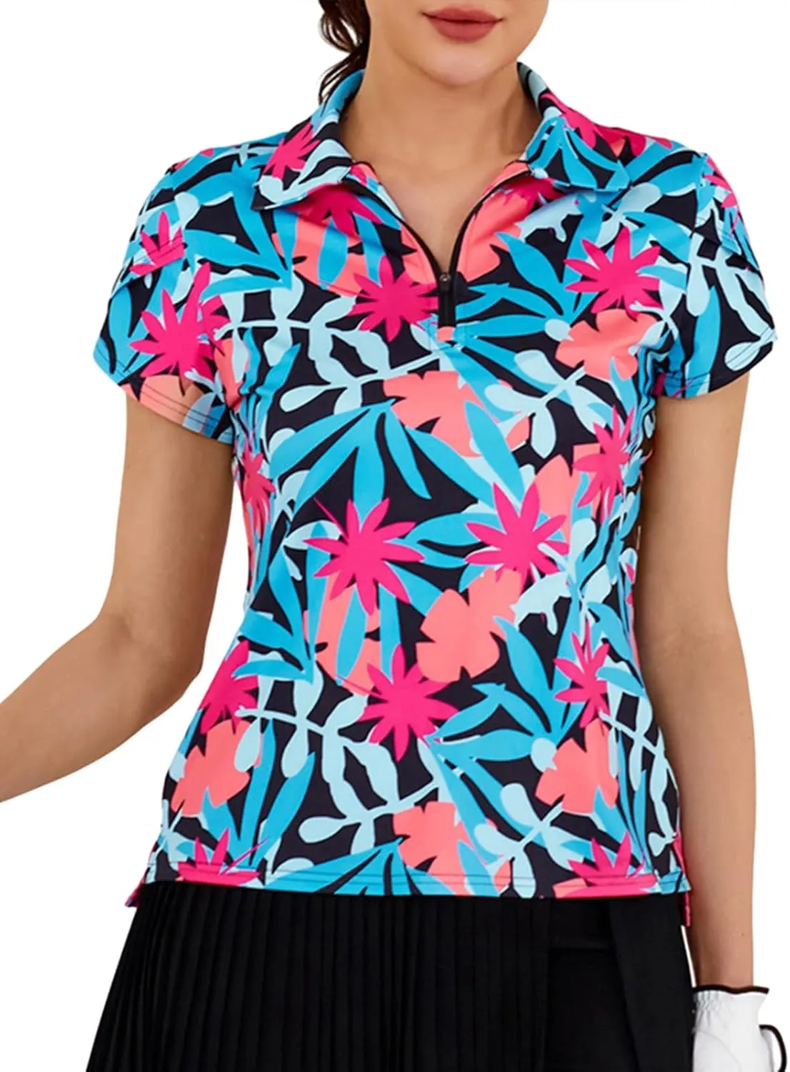 JACK SMITH Women's Golf Shirts Short Sleeve UPF50 Workout Tops for Women Moisture Wicking Dry fit Polo Shirt