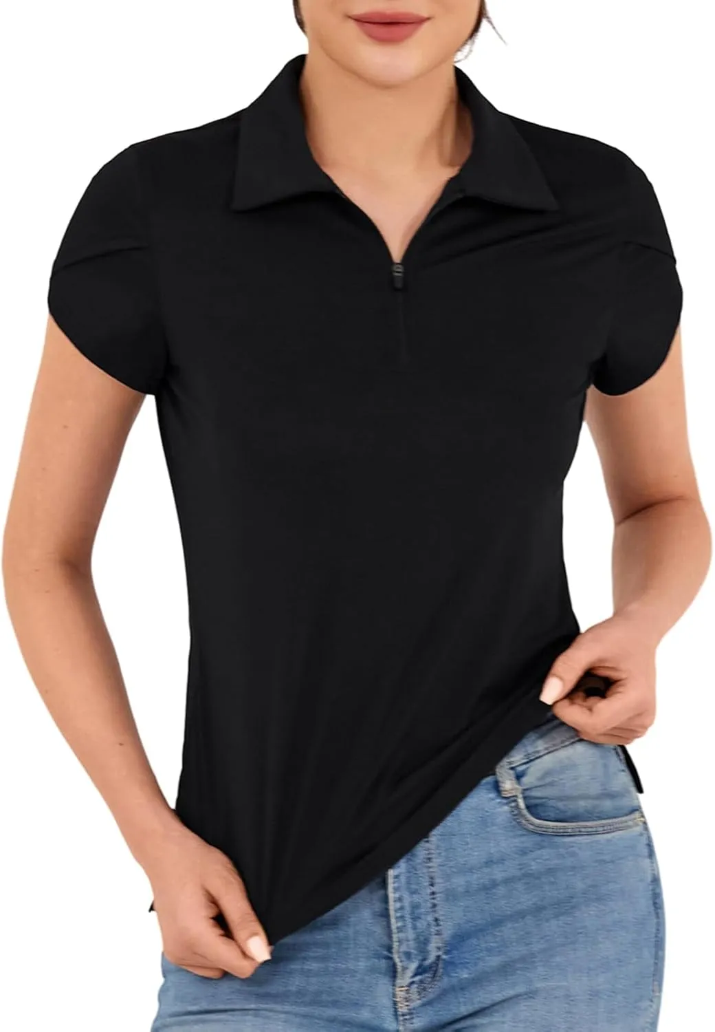 JACK SMITH Women's Golf Shirts Short Sleeve UPF50 Workout Tops for Women Moisture Wicking Dry fit Polo Shirt
