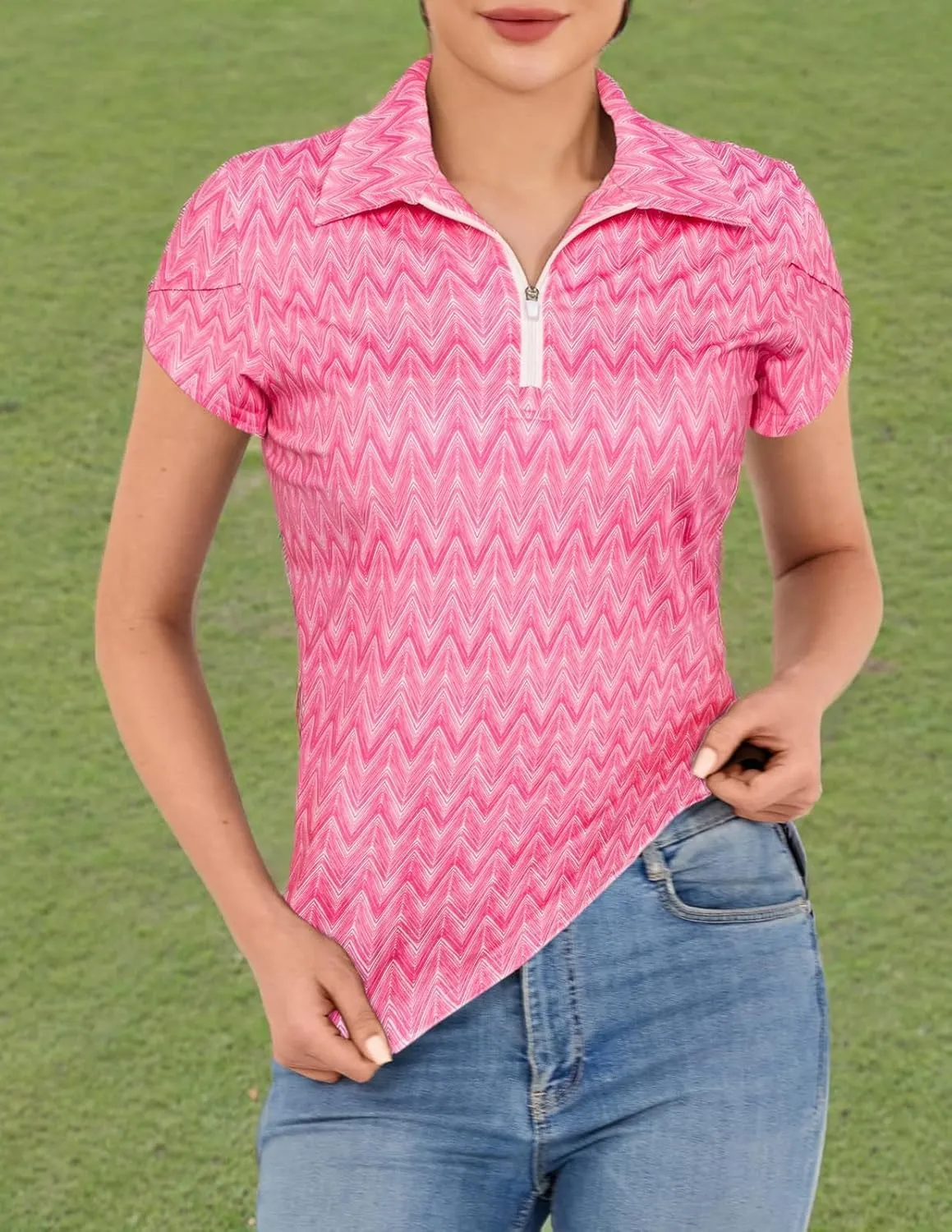 JACK SMITH Women's Golf Shirts Short Sleeve UPF50 Workout Tops for Women Moisture Wicking Dry fit Polo Shirt
