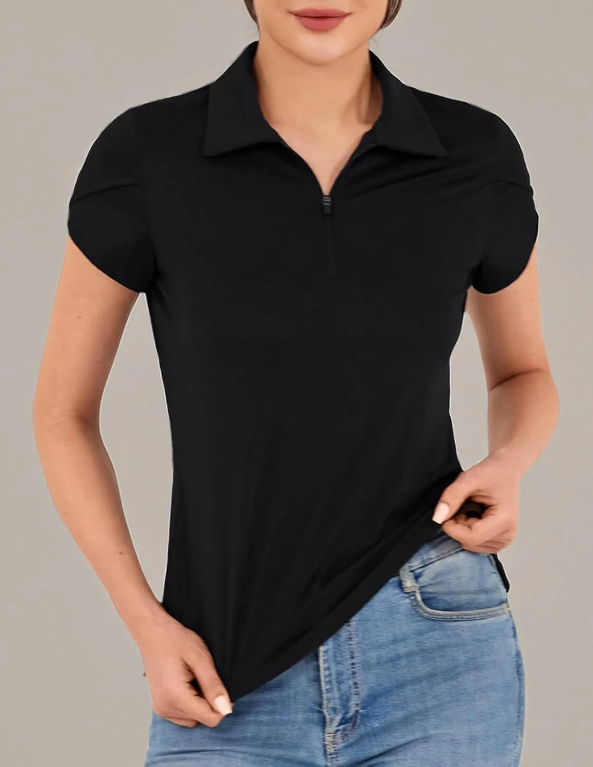 JACK SMITH Women's Golf Shirts Short Sleeve UPF50 Workout Tops for Women Moisture Wicking Dry fit Polo Shirt