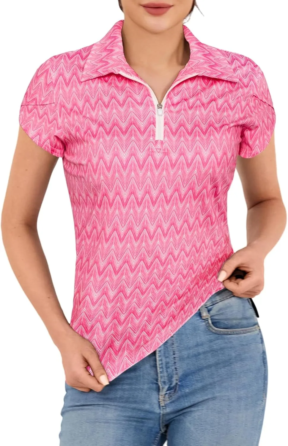 JACK SMITH Women's Golf Shirts Short Sleeve UPF50 Workout Tops for Women Moisture Wicking Dry fit Polo Shirt