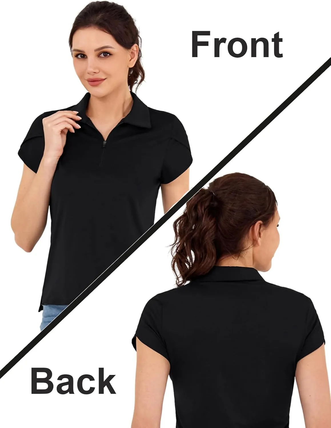 JACK SMITH Women's Golf Shirts Short Sleeve UPF50 Workout Tops for Women Moisture Wicking Dry fit Polo Shirt