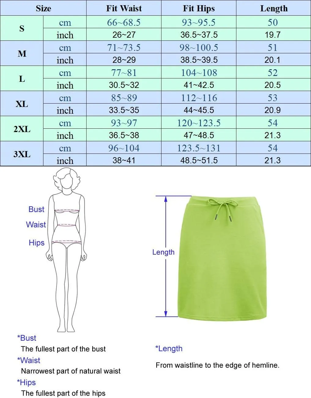JACK SMITH Women's Stretchy Knee Length Skirts Athletic Skorts for Woman Drawstring Waist with Mesh Shorts Pockets
